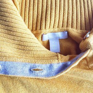 Yellow and Grey Banana Republic Ribbed Sweater with Buttonup Turtleneck